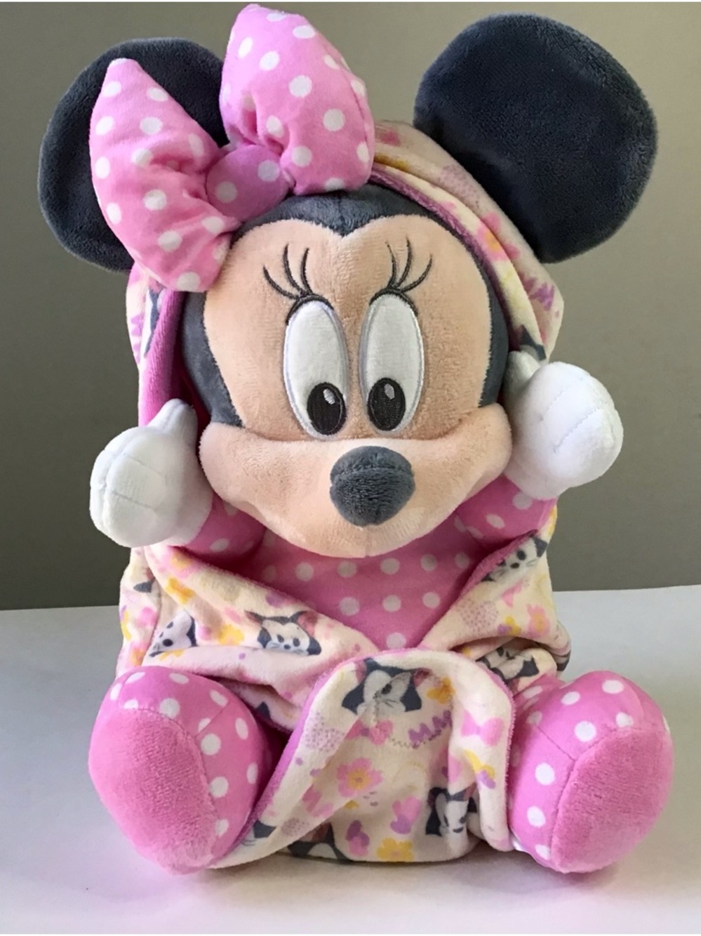 Disney Babies Minnie Mouse Stuffed Plush Toy Removable Swaddle Blanket Pouch